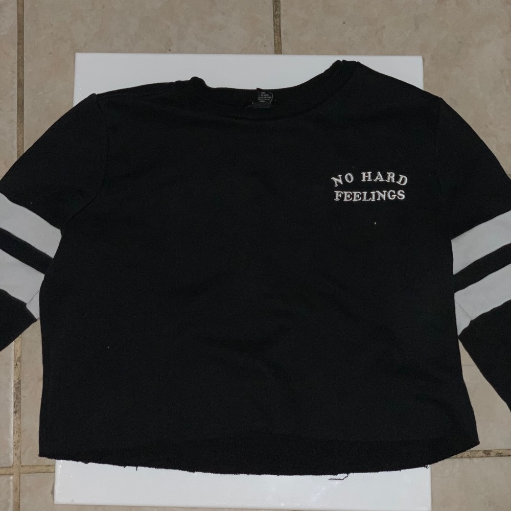 A black crop top sweater